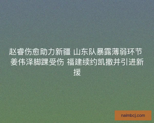 赵睿伤愈助力新疆 山东队暴露薄弱环节 姜伟泽脚踝受伤 福建续约凯撒并引进新援