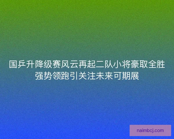 国乒升降级赛风云再起二队小将豪取全胜强势领跑引关注未来可期展