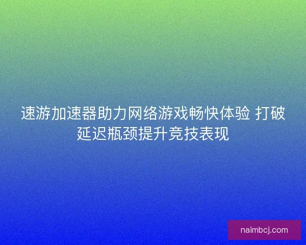 速游加速器助力网络游戏畅快体验 打破延迟瓶颈提升竞技表现