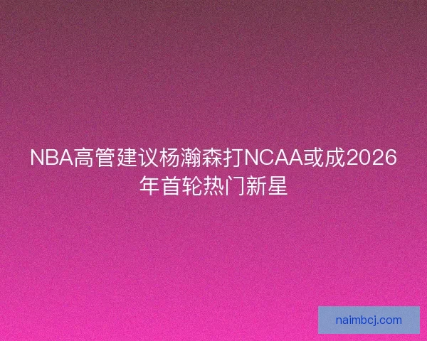 NBA高管建议杨瀚森打NCAA或成2026年首轮热门新星