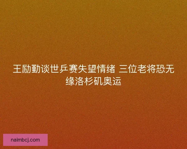王励勤谈世乒赛失望情绪 三位老将恐无缘洛杉矶奥运