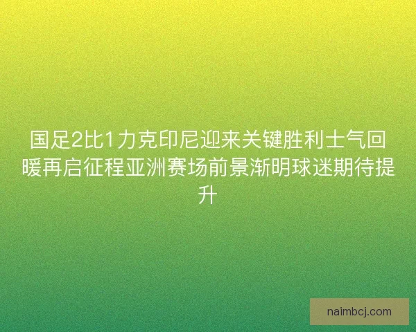 国足2比1力克印尼迎来关键胜利士气回暖再启征程亚洲赛场前景渐明球迷期待提升 国足2比1力克印尼迎来关键胜利士气回暖再启征程亚洲赛场前景渐明球迷期待提升